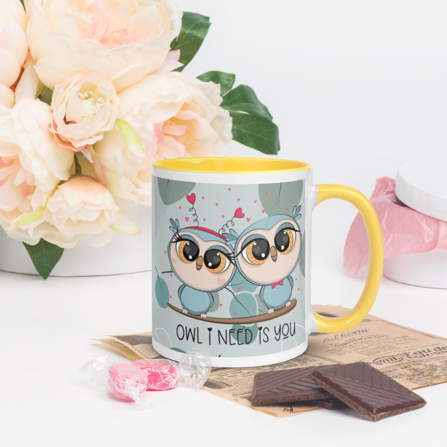 OWL I NEED IS YOU- Mug with Color Inside