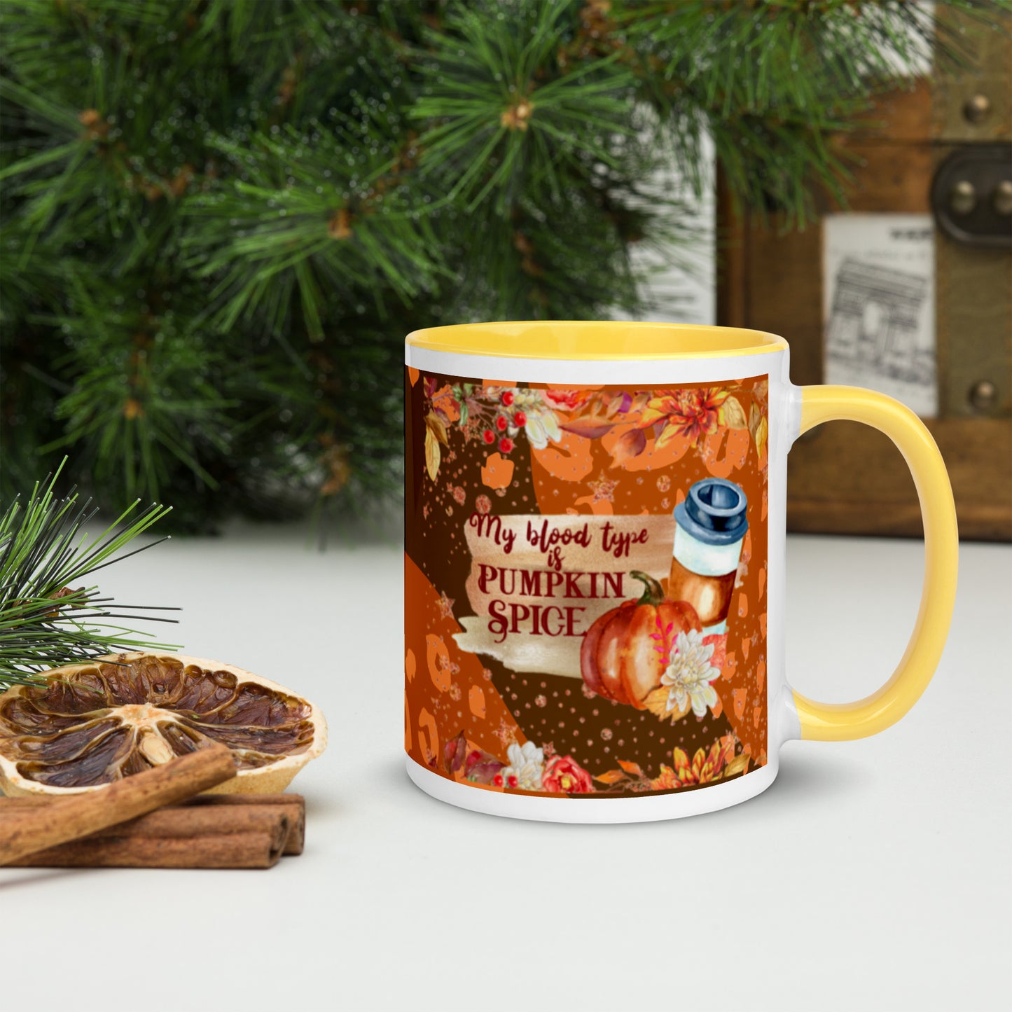 MY BLOOD TYPE IS PUMPKIN SPICE- Mug with Color Inside