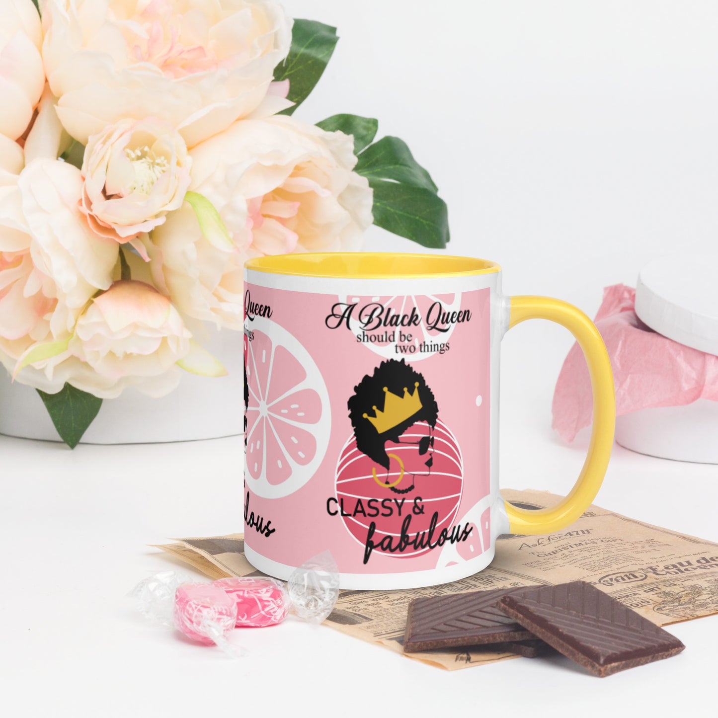 FABULOUS AND CLASSY BLACK QUEEN- Mug with Color Inside