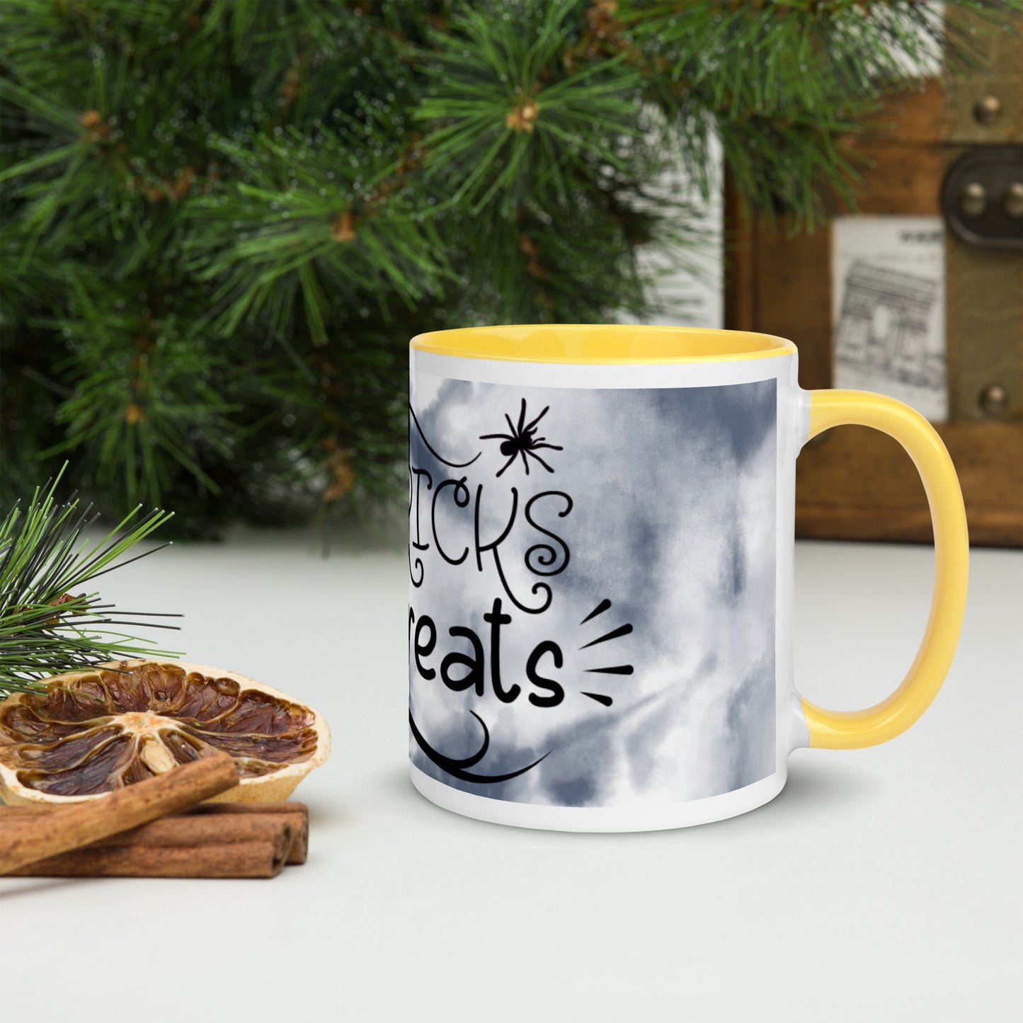 NO TRICKS, JUST TREATS- Mug with Color Inside