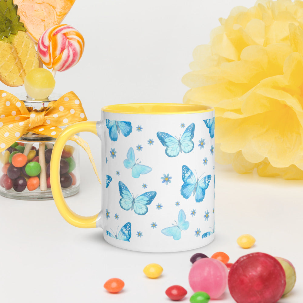 BLUE BUTTERFLIES- Mug with Color Inside
