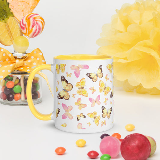 YELLOW BUTTERFLIES- Mug with Color Inside