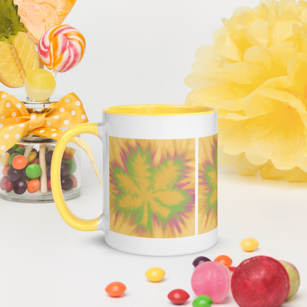 TYE DYE MARIJUANA LEAF- Mug with Color Inside