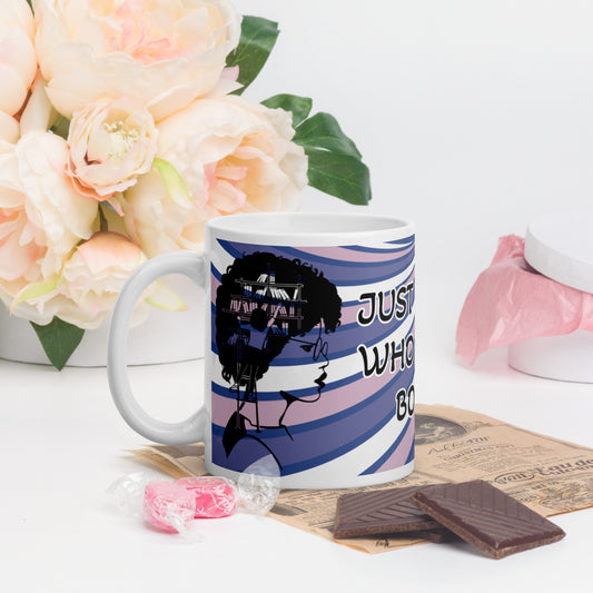 JUST A GIRL WHO LOVES BOOKS- White glossy mug