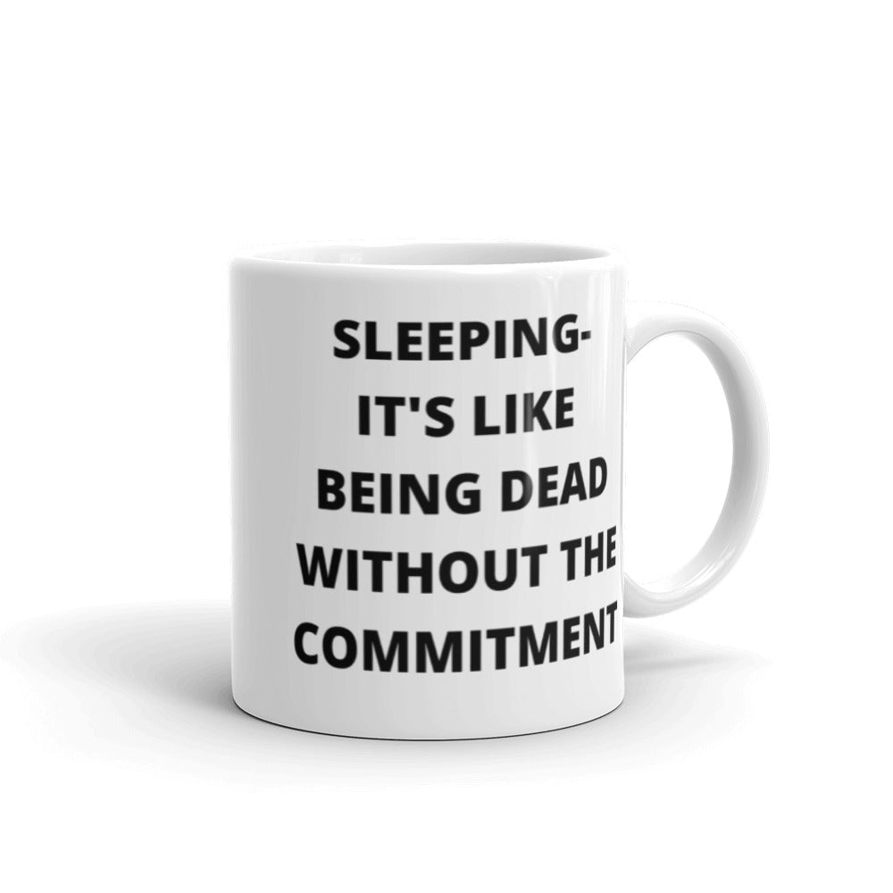 SLEEPING DEFINITION- White glossy mug