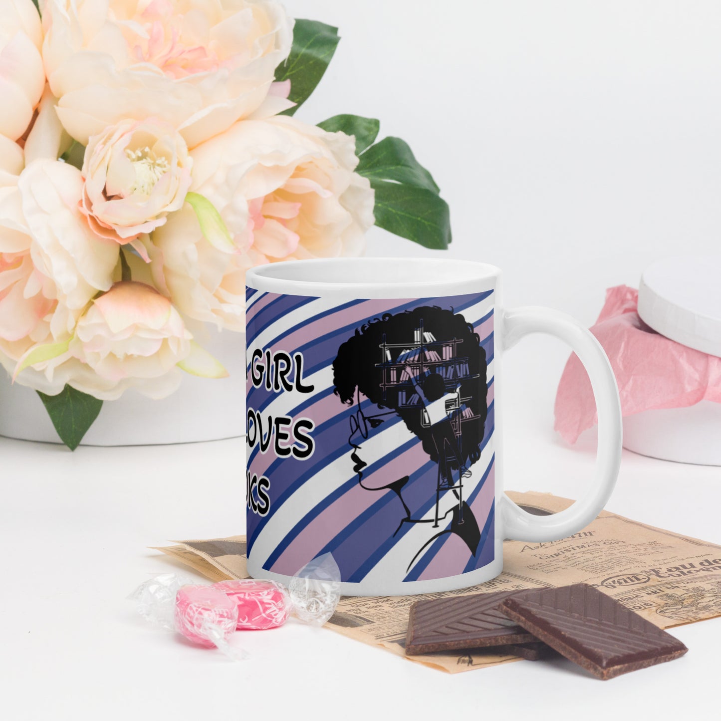 JUST A GIRL WHO LOVES BOOKS- White glossy mug