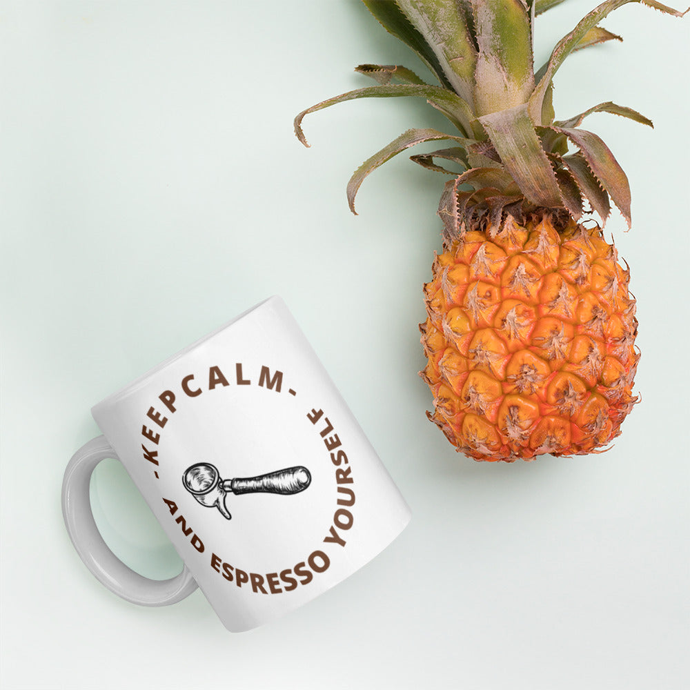 KEEP CALM AND ESPRESSO YOURSELF- White glossy mug