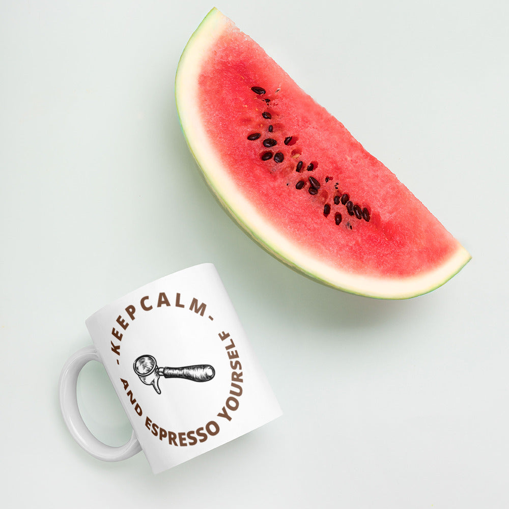 KEEP CALM AND ESPRESSO YOURSELF- White glossy mug