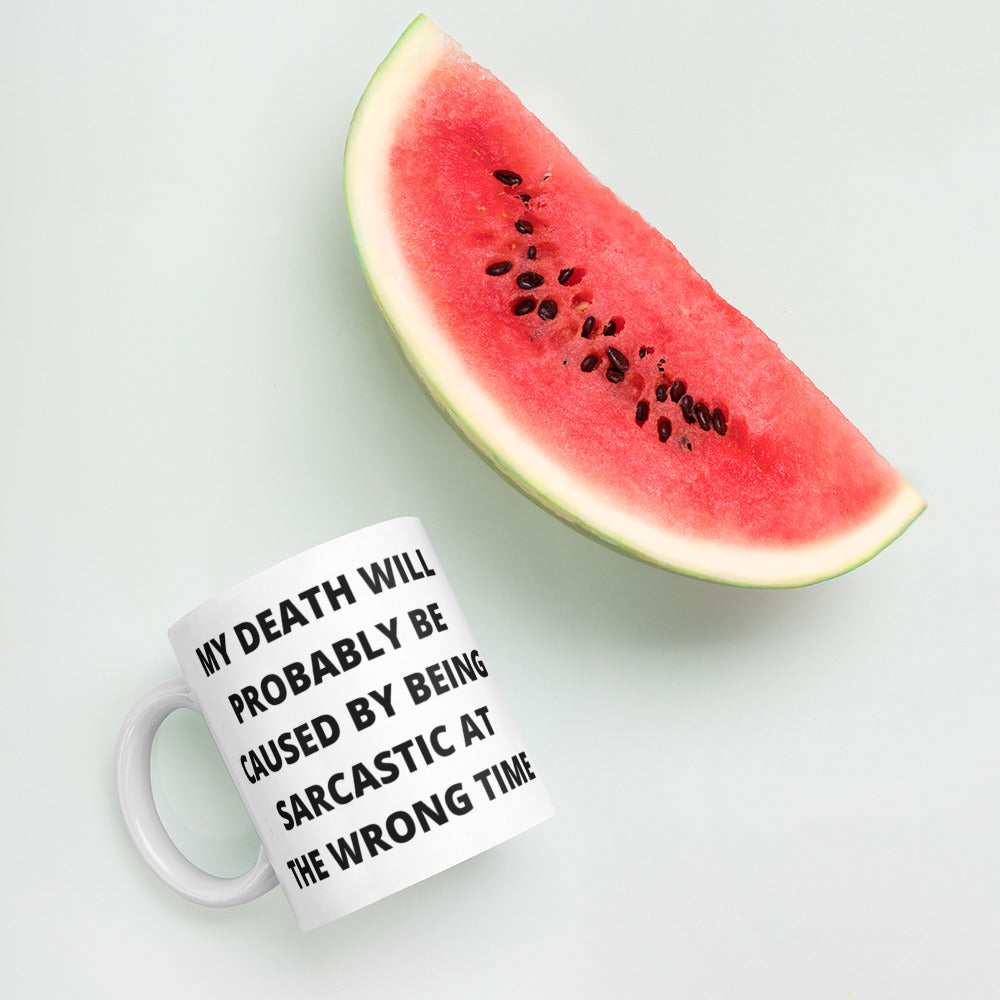 SARCASTIC DEATH- White glossy mug