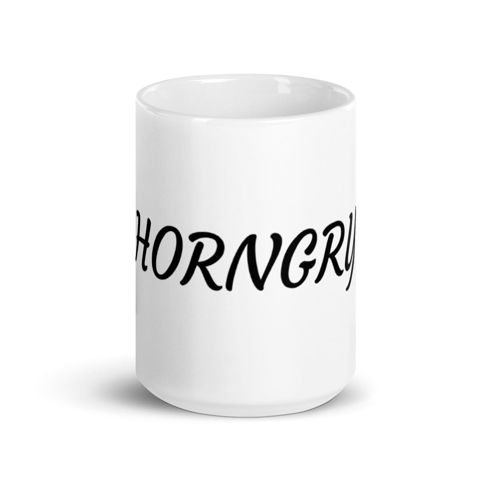 HORNGRY (HORNY AND HUNGRY)- White glossy mug