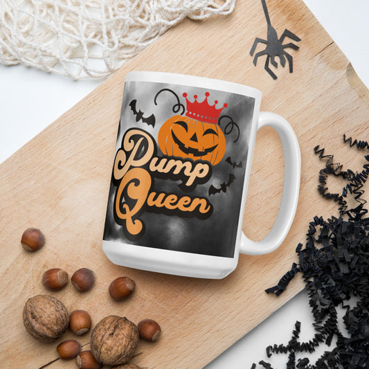 PUMPQUEEN- White glossy mug