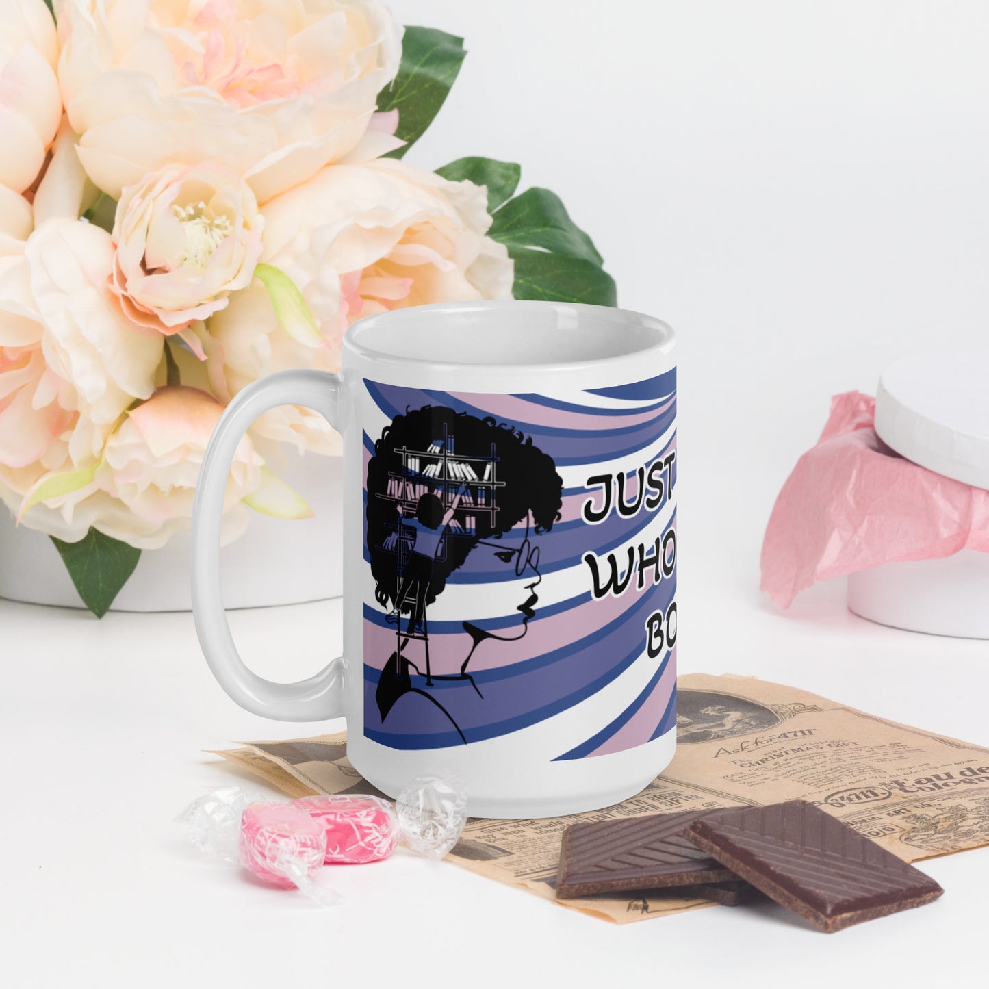 JUST A GIRL WHO LOVES BOOKS- White glossy mug