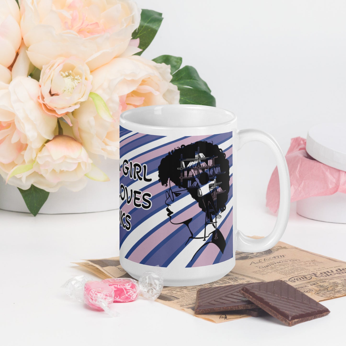 JUST A GIRL WHO LOVES BOOKS- White glossy mug